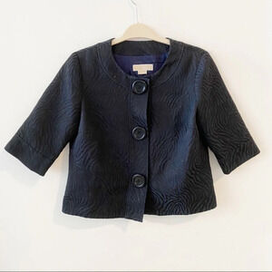 Michael Kors Sparkle Metallic Animal Cropped Blazer Medium